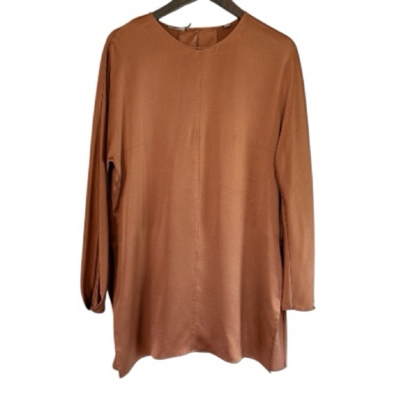 Vince Tops - Vince Satin Silk Tunic Top in Terracotta‎